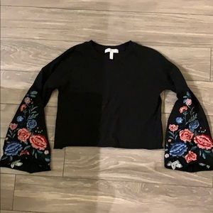 Embroidered bell sleeve shirt